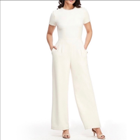 gal meets glam pearl trim jumpsuit